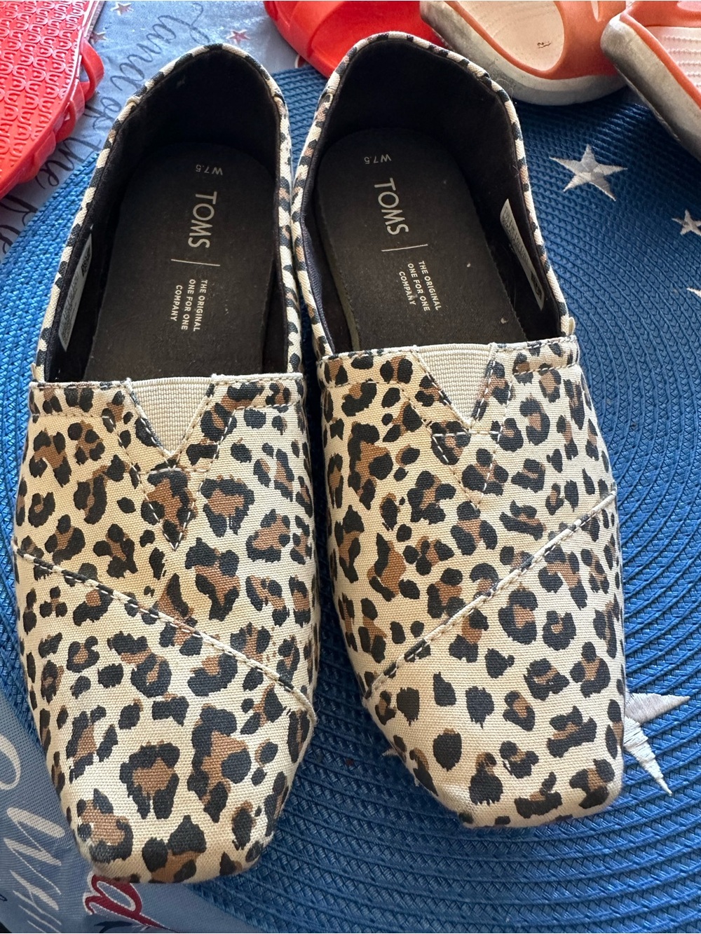 TOMS Leopard-Print Slip-On Flats in Beige, Brown, Black